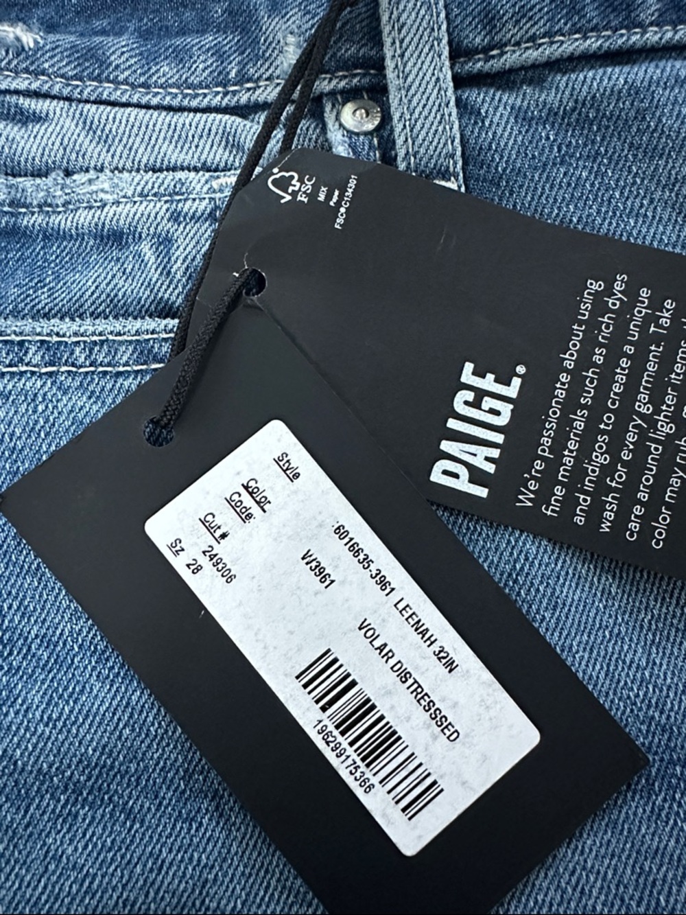 NWT PAIGE Leenah slim wide leg denim jeans 28 volar distressed $250 - Picture 6 of 12